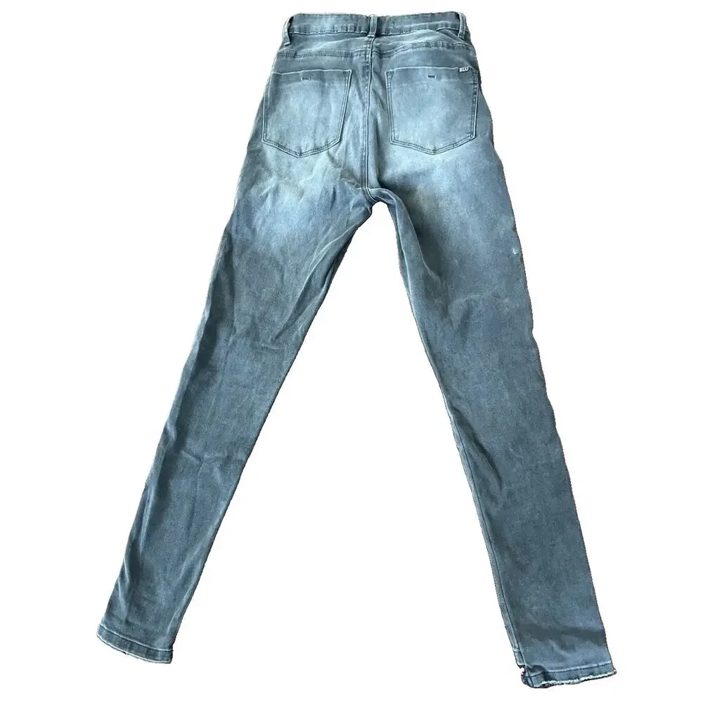Women’s Y2K Jeans 24”x26” Rockstar Glam Leopard Print Side Raw Edge High Rise